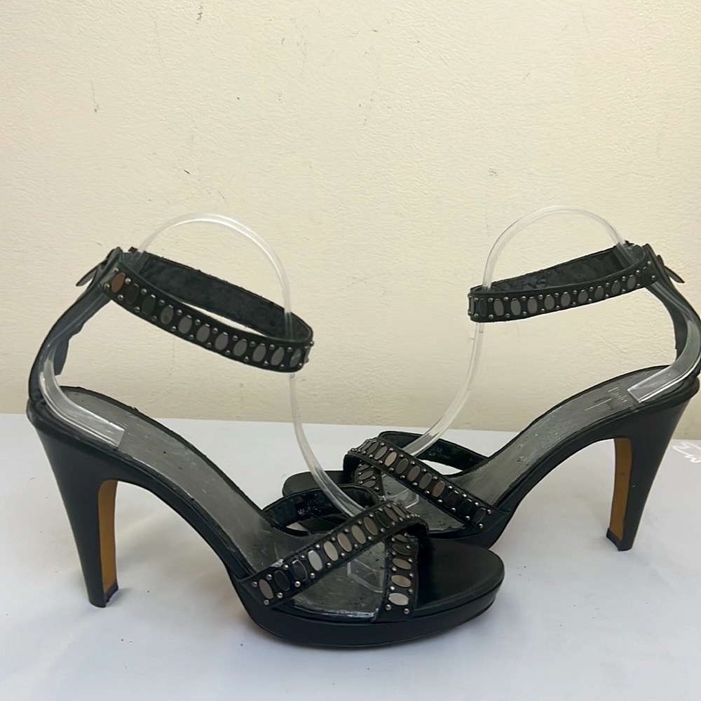 Black Studded Cris Cross Sandals By Paolo. Sz 9.5